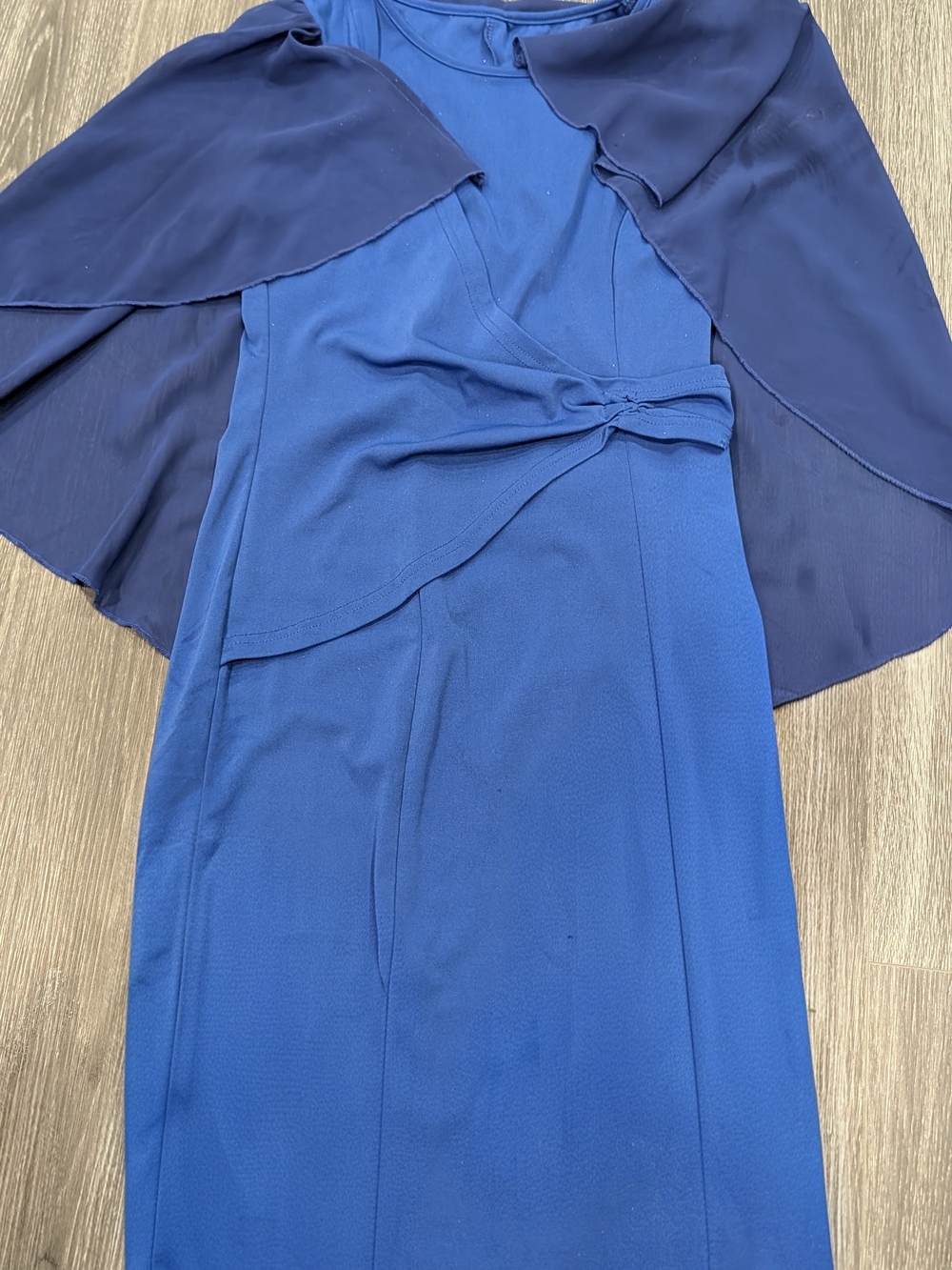 Royal Blue Midi Dress with Cape Overlay